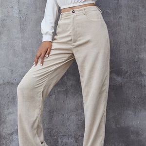 High waisted tan corduroy pants